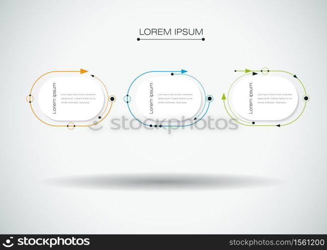 Vector molecule with 3D paper label, integrated circles background. Blank space for content, business, infographic, diagram, digital network, flowchart. Social network connection technology concept