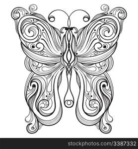 vector monochrome butterfly with unique pattern