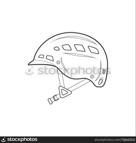 vector monochrome contour climbing helmet isolated black outline illustration on white background&#xA;