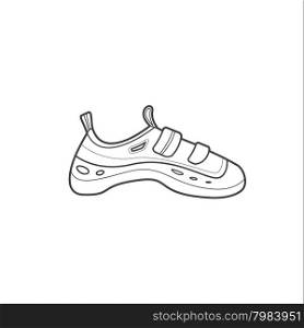 vector monochrome contour climbing shoes isolated black outline illustration on white background &#xA;