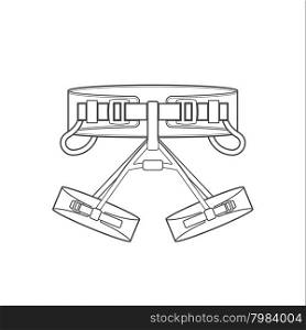 vector monochrome contour climbing sit harness isolated black outline illustration on white background &#xA;