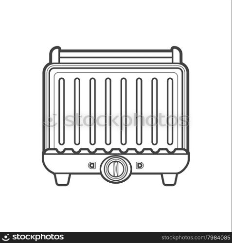 vector monochrome contour electric press contact planchetta grill isolated black outline illustration on white background&#xA;