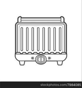 vector monochrome contour electric press contact planchetta grill isolated black outline illustration on white background&#xA;