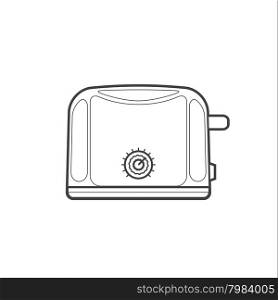 vector monochrome contour electric toaster isolated black outline illustration on white background&#xA;