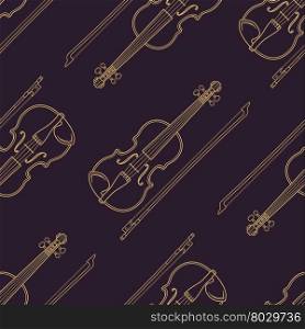 vector monochrome gold fiddle decoration seamless pattern isolated dark background&#xA;