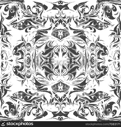 vector monochrome mirrored hand drawn ebru paper marbling liquid paint artwork decoration texture background seamless pattern