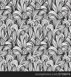 vector monochrome seamless floral background with unreal plants, clipping masks