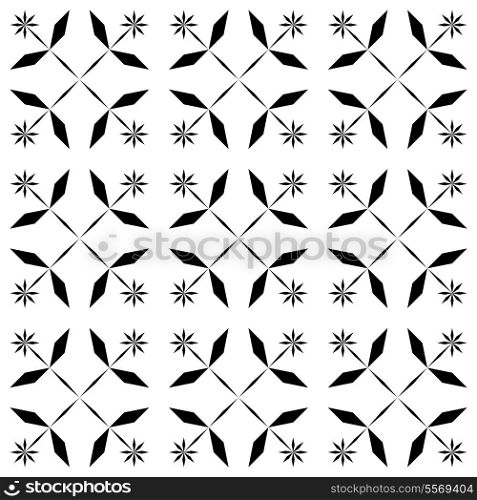 Vector Monochrome Seamless Flower Pattern