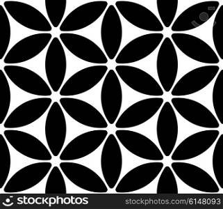 Vector Monochrome Seamless Flower Pattern