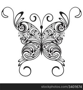 vector monochrome tattoo butterfly
