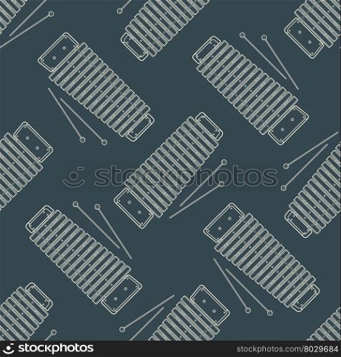 vector monochrome white xylophone decoration seamless pattern isolated gray background&#xA;