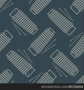 vector monochrome white xylophone decoration seamless pattern isolated gray background&#xA;