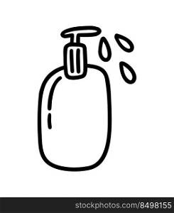 Vector monoline soap gel bottle logo icon. Simple element illustration for coronavirus covid-19. Personal hygiene and disinfection notice.. Vector monoline soap gel bottle logo icon. Simple element illustration for coronavirus covid-19. Personal hygiene and disinfection notice