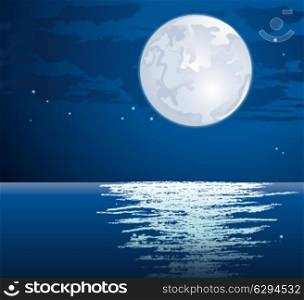 Vector moonlit path on the sea