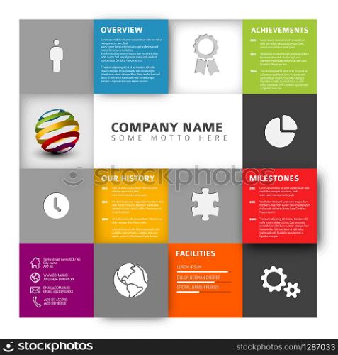 Vector Mosaic Company infographic profile design template with icons