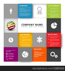 Vector Mosaic Company infographic profile design template with icons