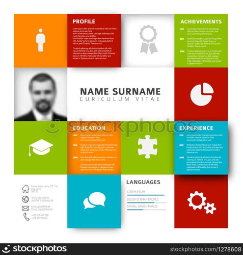 Vector mosaic minimalist cv / resume template profile