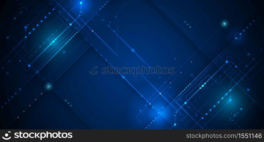 Vector motherboard or circuit board on blue background. Illustration computer hardware, integrated circuit system design. Abstract hi-tech futuristic, digital engineering, science technology concept