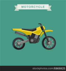 Vector motoctoss bike.. Vector yellow motoctoss bike in flat style.