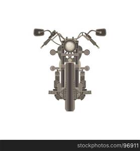 Vector motorcycle flat icon chopper. Motorbike vintage illustration design isolated. Badge bike, biker, black, classic, custom day. Emblem grunge motor speed sport street vehicle vintage retro wheel.