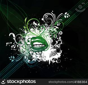 vector mouth with abstract background
