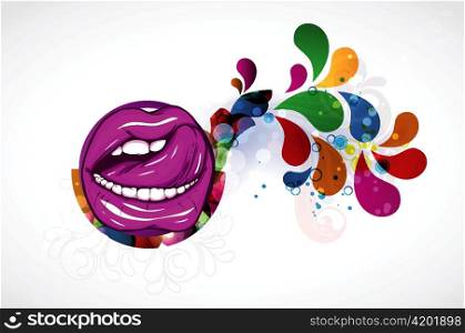 vector mouth with colorful swirls