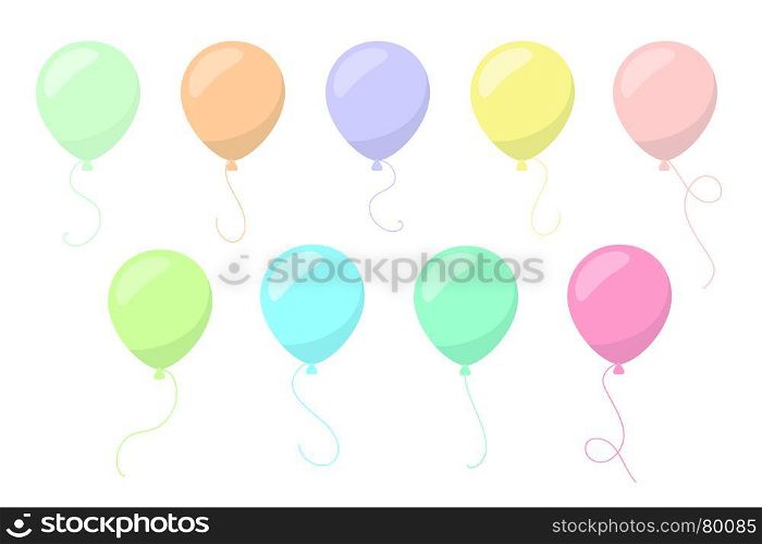 Vector Multicolored Colorful Balloons Set. Vector Multicolored Colorful Balloons Set Isolated on White Background