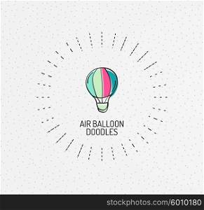 Vector multicolored hand-drawn doodles, icon, stamp. Balloon concept