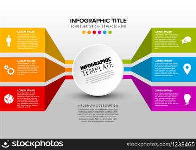 Vector multipurpose Infographic template made from circle and content blocks - light version. Vector multipurpose Infographic template with six sections
