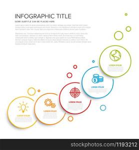 Vector multipurpose Infographic template with five circle options and modern colors on a light background. Multipurpose Infographic template with five elements