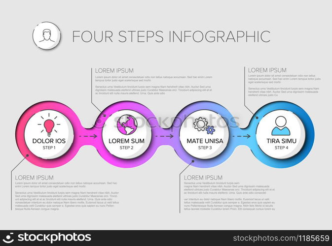 Vector multipurpose Infographic template with four elements options and modern colors on a light background. Multipurpose Infographic template with four elements