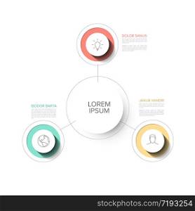 Vector multipurpose Infographic template with three elements options and modern colors on a white background - pastel color version