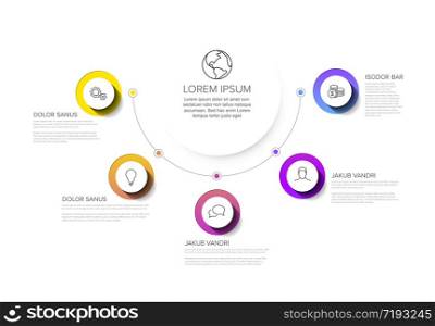 Vector multipurpose Infographic template with title and five elements options and modern colors on a white background