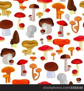 Vector mushroom forest seamless pattern on white background. Forest mushroom seamless pattern