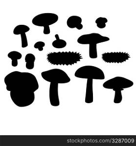 Vector. Mushrooms black set 003