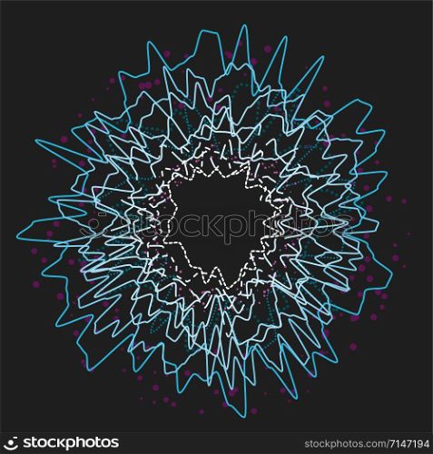 vector music background of audio sound wave pulse in rough circle. abstract circular equalizer music or voice frequency with copy space