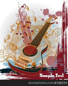 vector music background with guitar