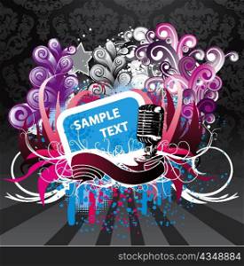 vector music background with microphone