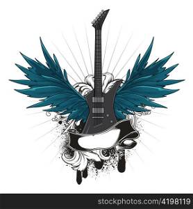 vector music emblem with guitar