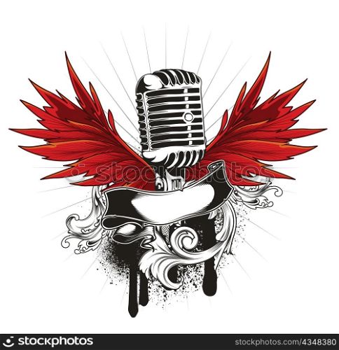 vector music emblem with microphone
