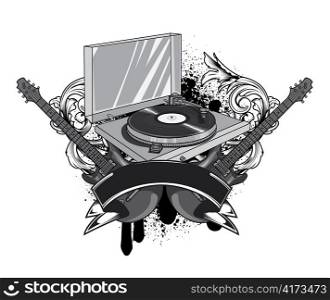 vector music emblem with turntable