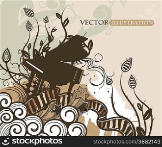 vector music illustration in a vintage style