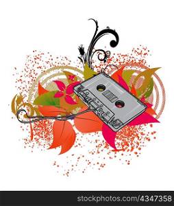 vector music illustration with cassette