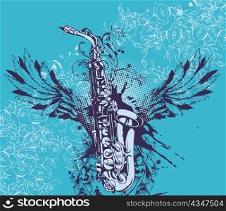 vector music illustration with saxophone