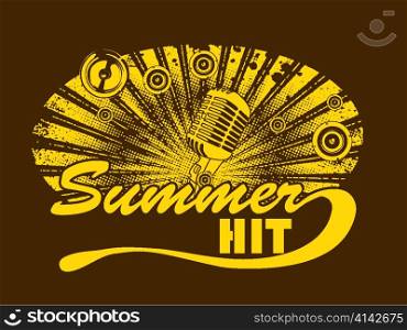 vector music t-shirt design with microphone