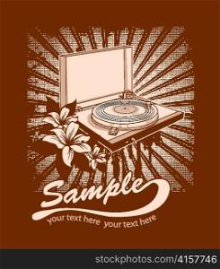 vector music t-shirt design with turntable