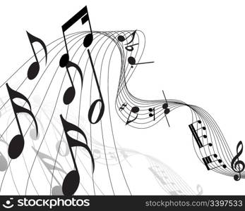 Vector musical notes staff background for design use