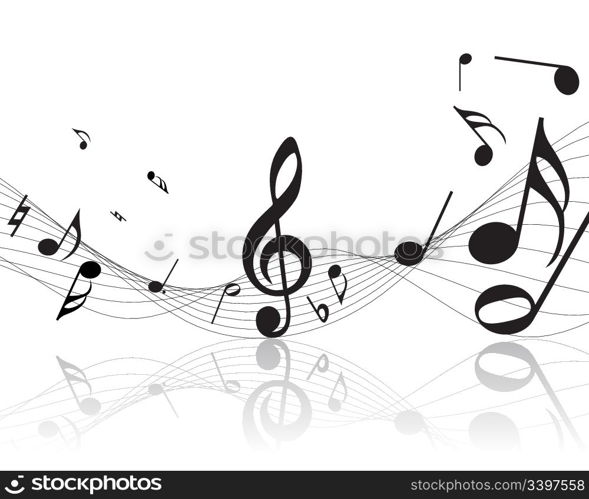 Vector musical notes staff background for design use