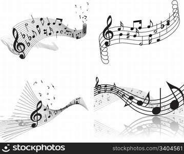 Vector musical notes staff background for design use