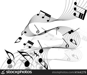 Vector musical notes staff background for design use